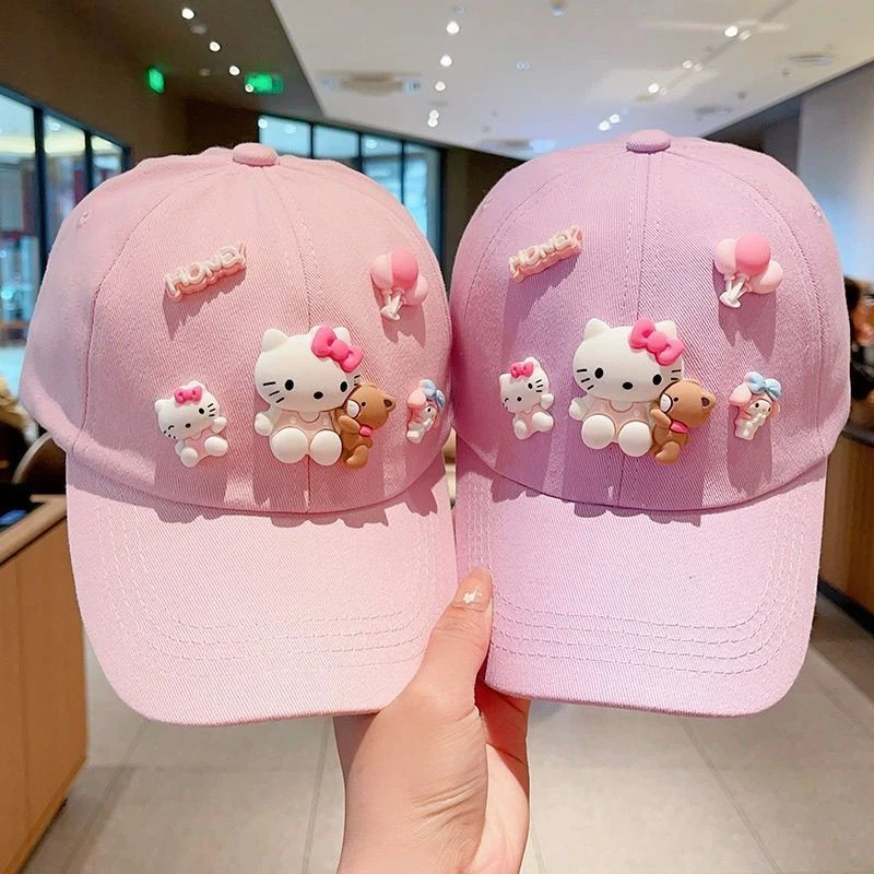 儿童帽子2025春秋季女童卡通kt猫百搭棒球帽小女孩防晒遮阳鸭舌帽