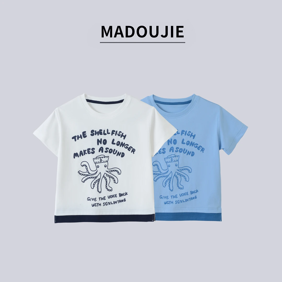麻豆街2025夏款【小章鱼】】中大童T恤洋气休闲运动T恤M506