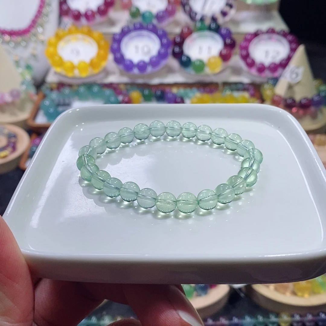 萤石手链未镶嵌薄荷绿7mm