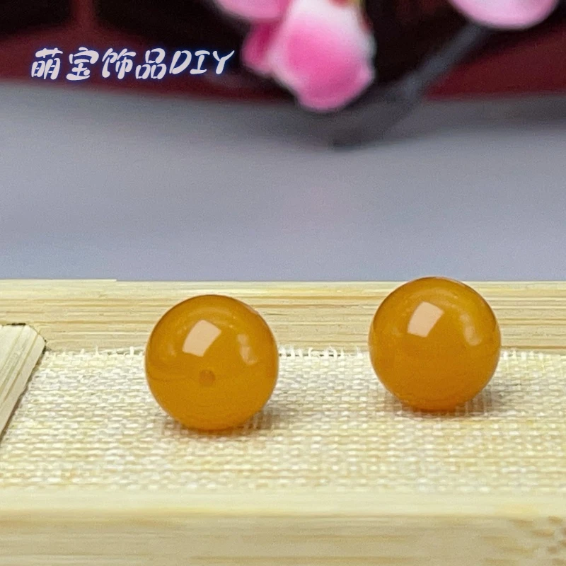 【萌宝饰品】A510缅黄圆珠单珠散珠10-12mm隔珠DIY/手串配件时尚配