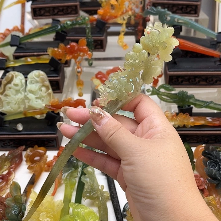 蛇纹石玉岫玉发簪未镶嵌