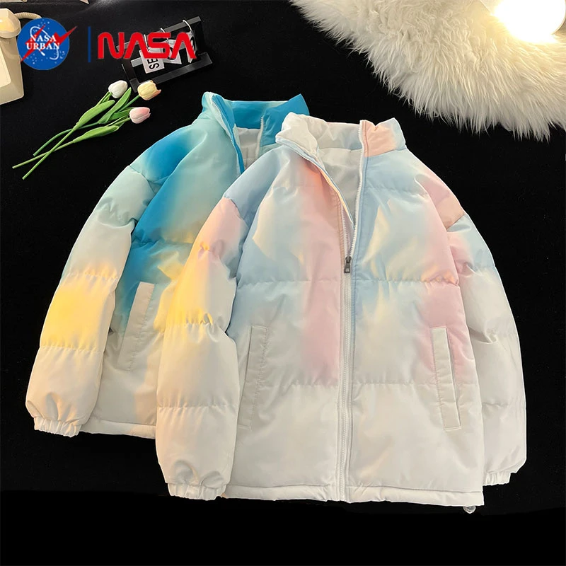 NASA URBAN泼墨渐变潮流棉衣男女款秋冬季炫彩面包服棉袄保暖外套
