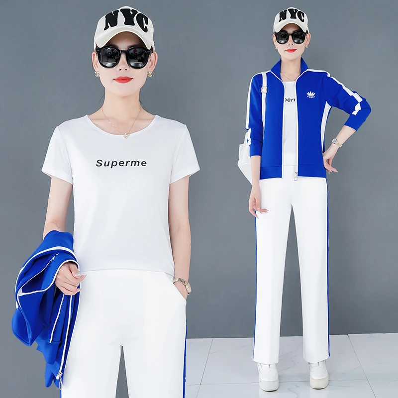 短款立领卫衣外套直筒裤套装女春秋时尚休闲运动服显高显瘦三件套