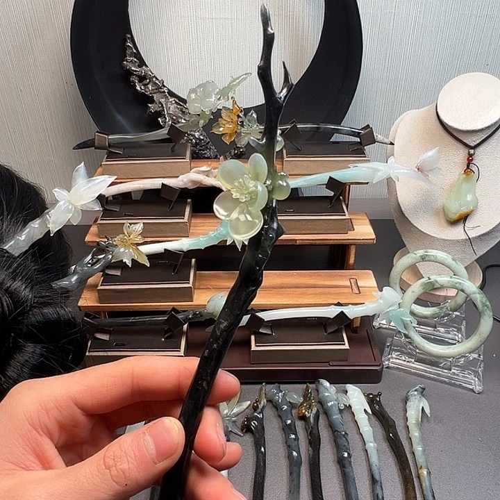 蛇纹石玉未镶嵌发簪