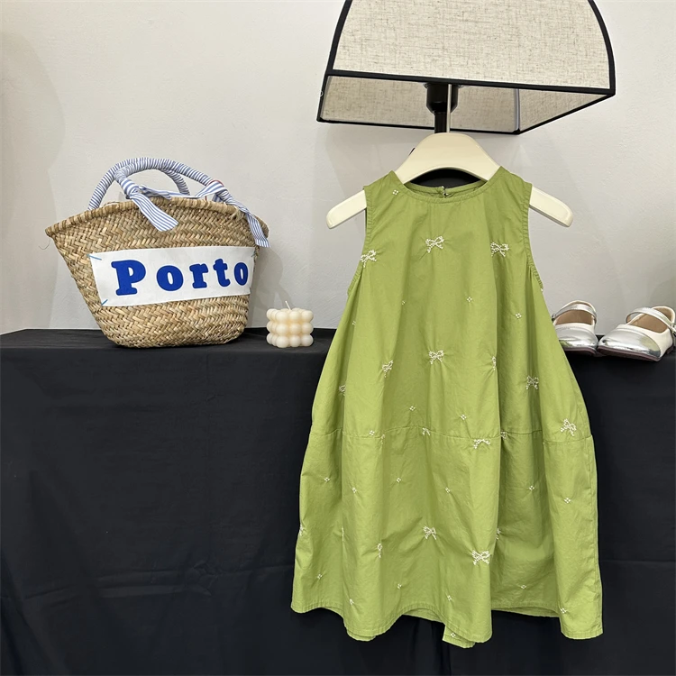 现货【牛油果】女童夏季洋气甜美无袖背心裙中大童女孩时尚连衣裙潮