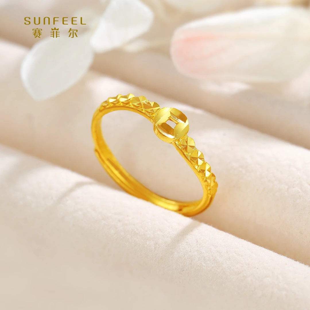 SUNFEEL/赛菲尔【十二店】足金时尚仿钻铜钱戒指HJ59051881