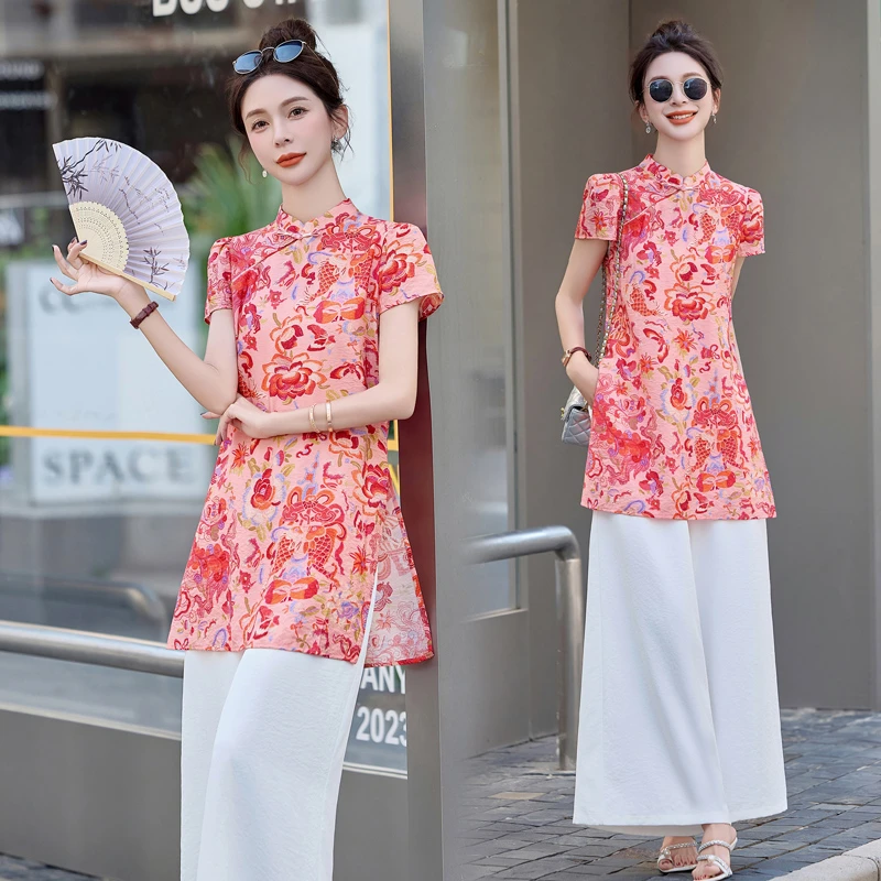 高考锦鲤旗袍旗开得胜中考送考女改良版套装家长妈妈助力陪考衣服