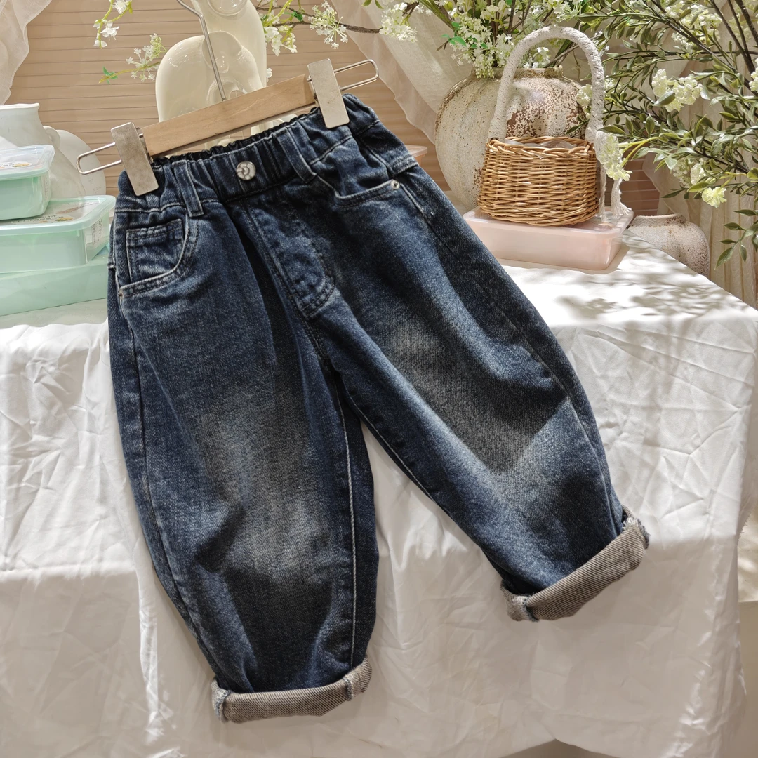 6K04。72509抓毛牛仔裤秋冬款童装