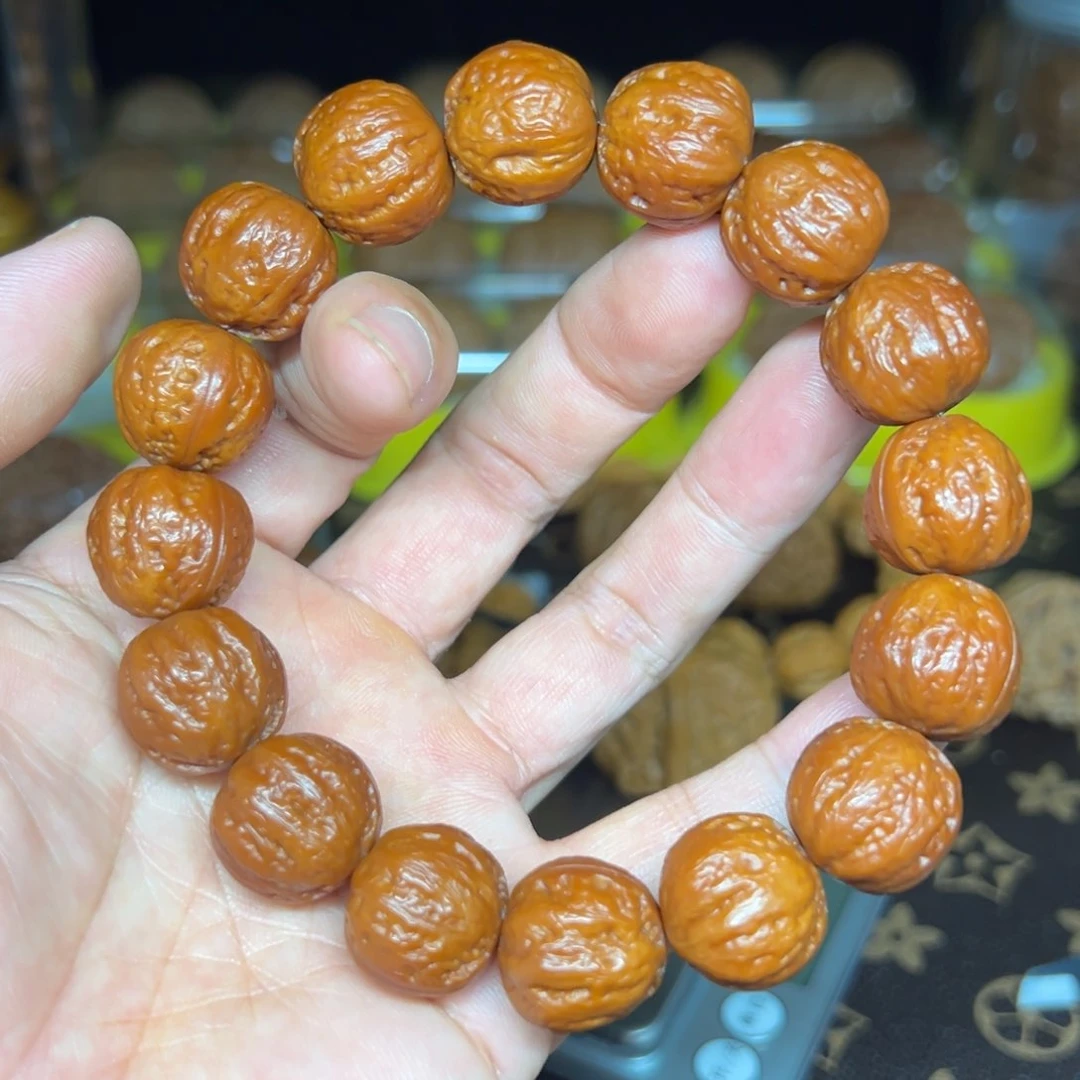 桃核把件戒台寺京八棱手串尺17