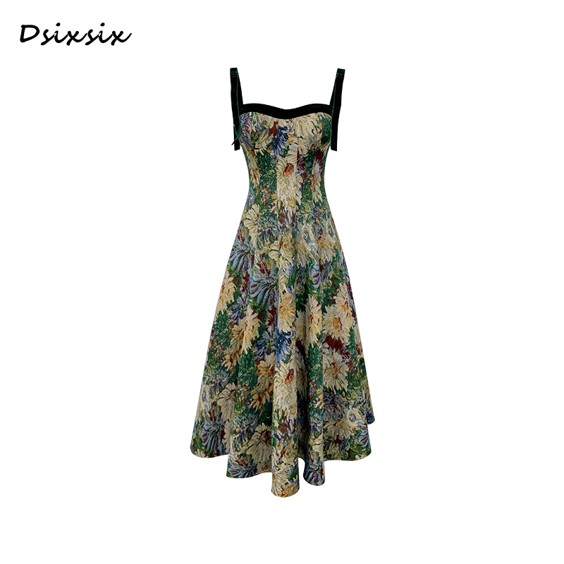 Yeah Me/也觅【雨落春生】原创设计时尚显瘦收腰连衣裙-3V607Q