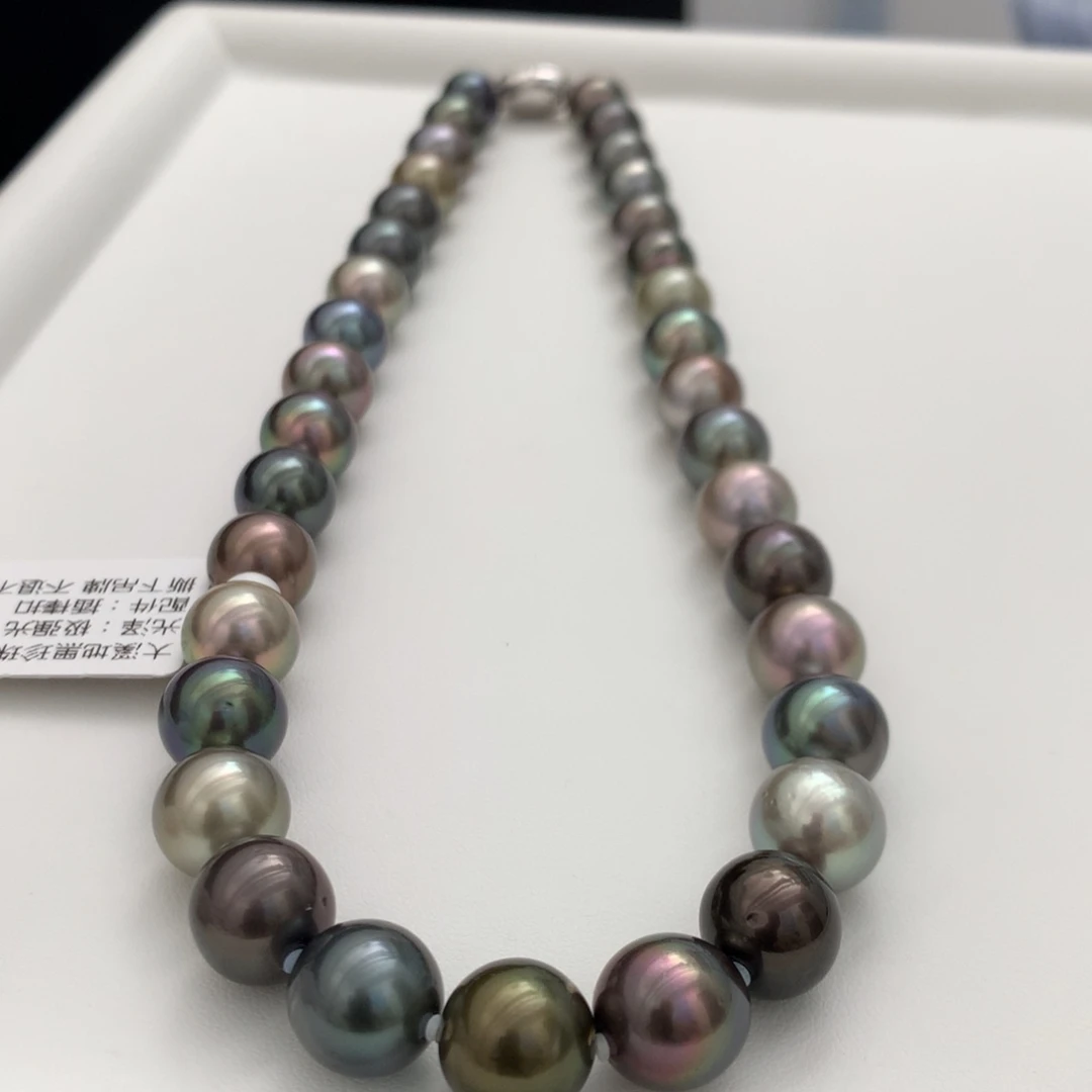 颈饰未镶嵌海水珍珠10.8-12.1mm黑珍珠项链