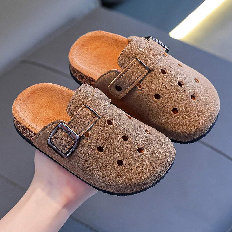 儿童勃肯鞋半拖鞋女童外穿2025夏季新款男童博肯包头凉拖软底透气