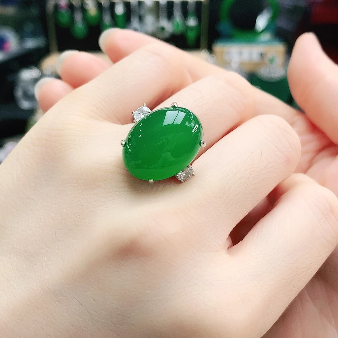 玛瑙/玉髓戒指银S925镶嵌