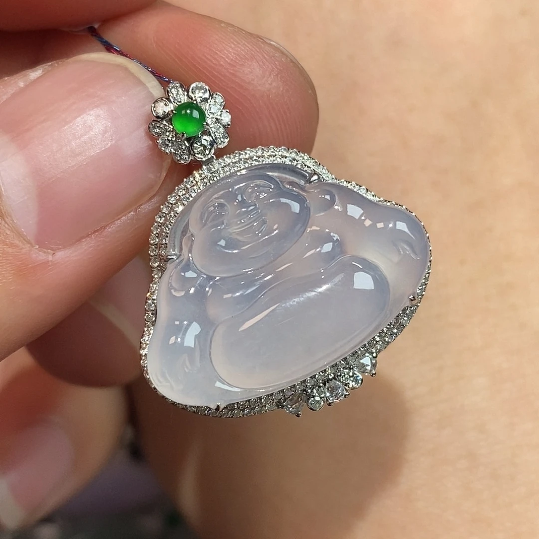 翡翠颈饰18K金镶嵌佛公