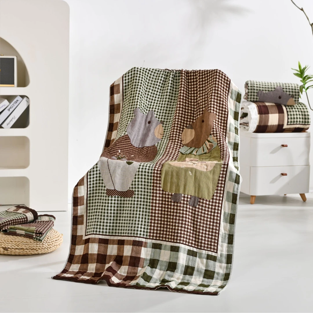 【情侣熊】75/150四层纱布浴巾披肩沙发巾