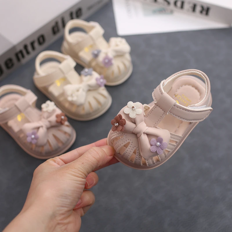 夏季女童凉鞋1-3岁女宝宝公主鞋婴幼儿软底包头学步鞋