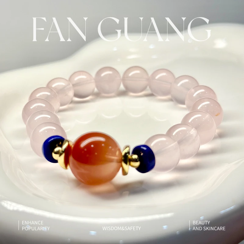 【蜜桃啵啵 】六芒星光粉天然冰种星光粉晶｜藏在石头里的粉色宇宙