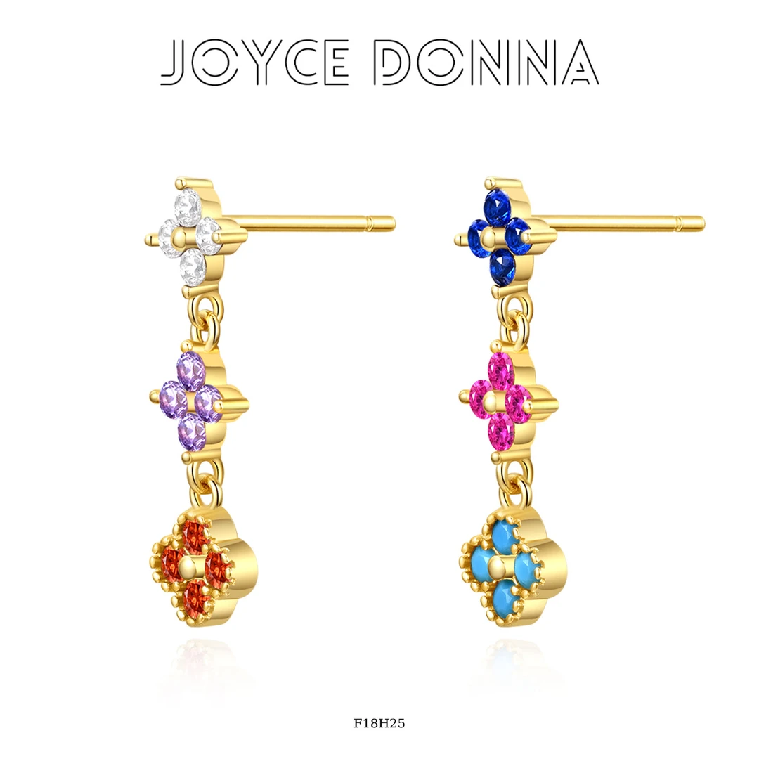 镀K金 925银针 时尚气质高级感四叶花瓣耳环 F18H25