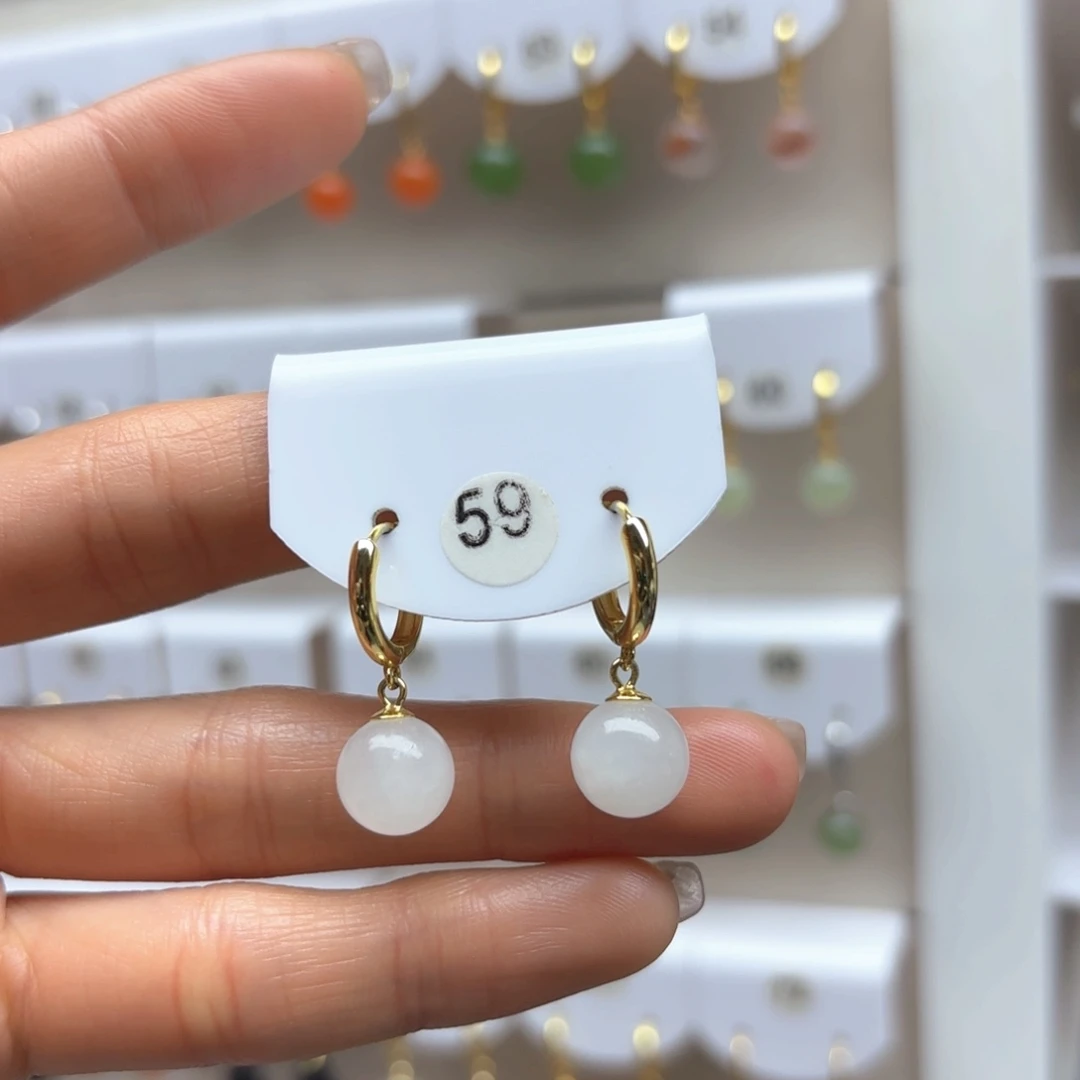 和田玉耳饰银S925镶嵌2