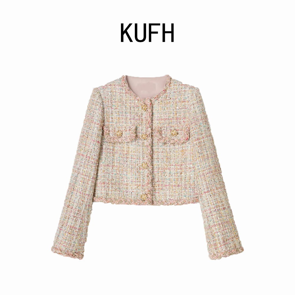 KUFH【馥郁花园】2025秋款甜系富家千金重工粉彩小香套装KYM251085