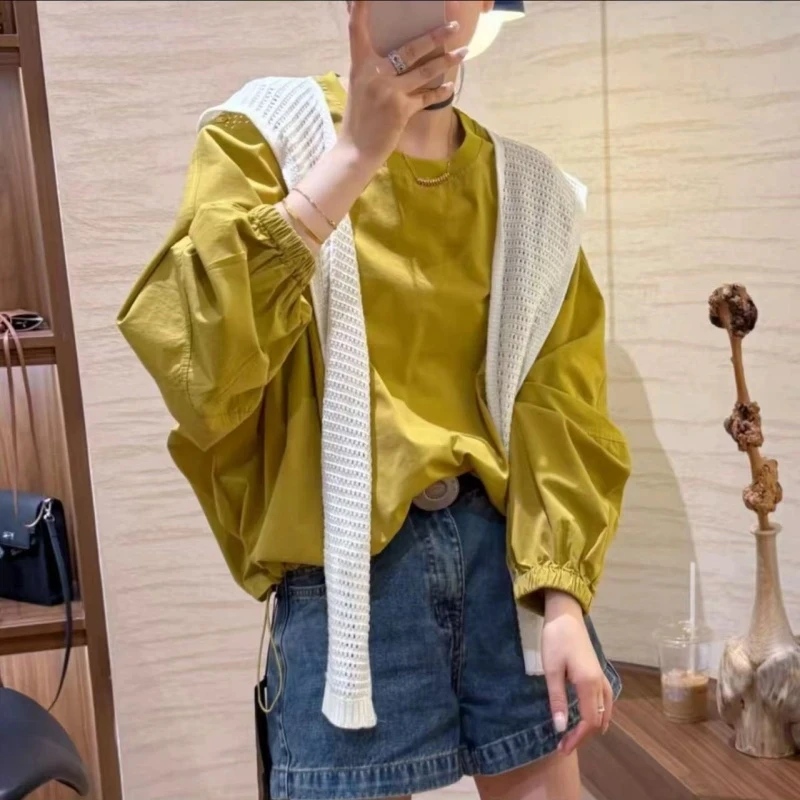 XMM【贴标抽绳衬衣】早秋衬衫新款时尚百搭潮流显瘦洋气休闲GZ73229