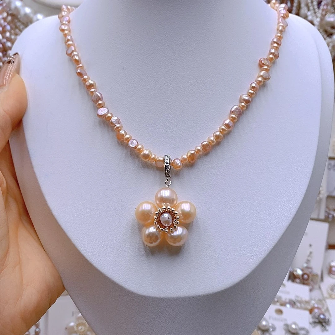 颈饰银S925镶嵌淡水珍珠