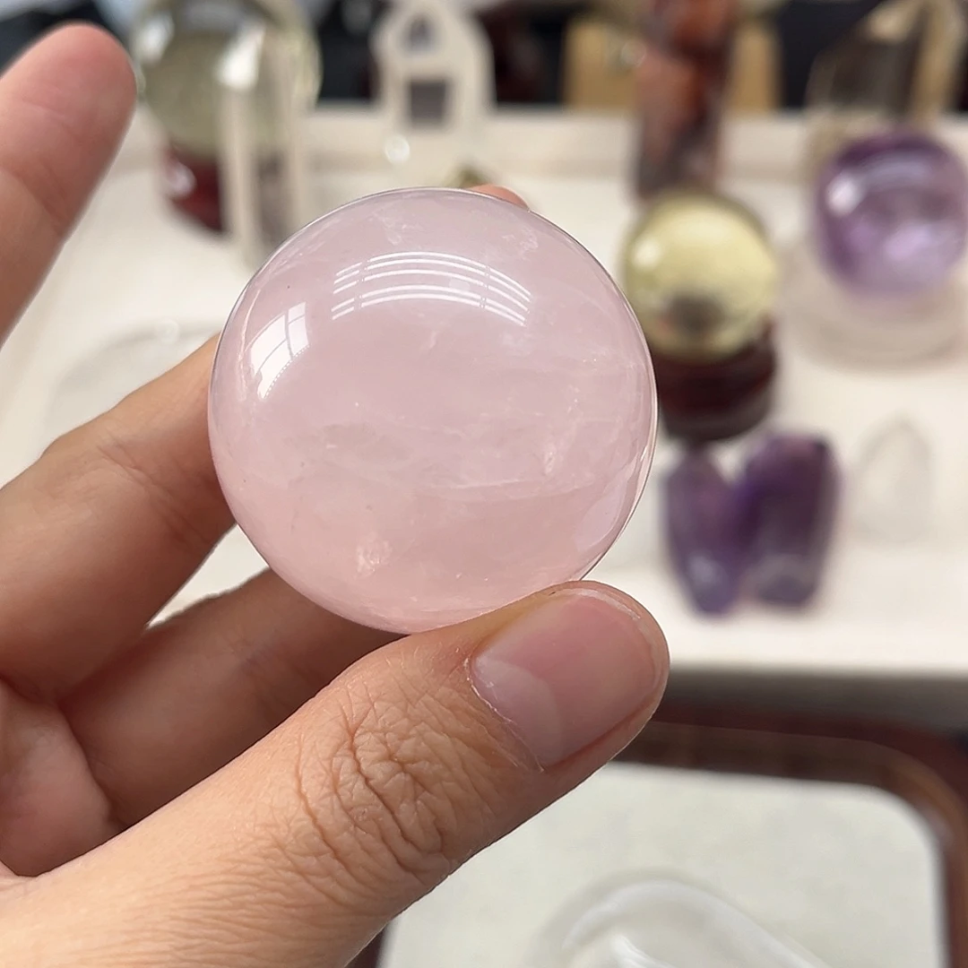 未镶嵌水晶珠宝半成品40粉晶球卡3.9mm