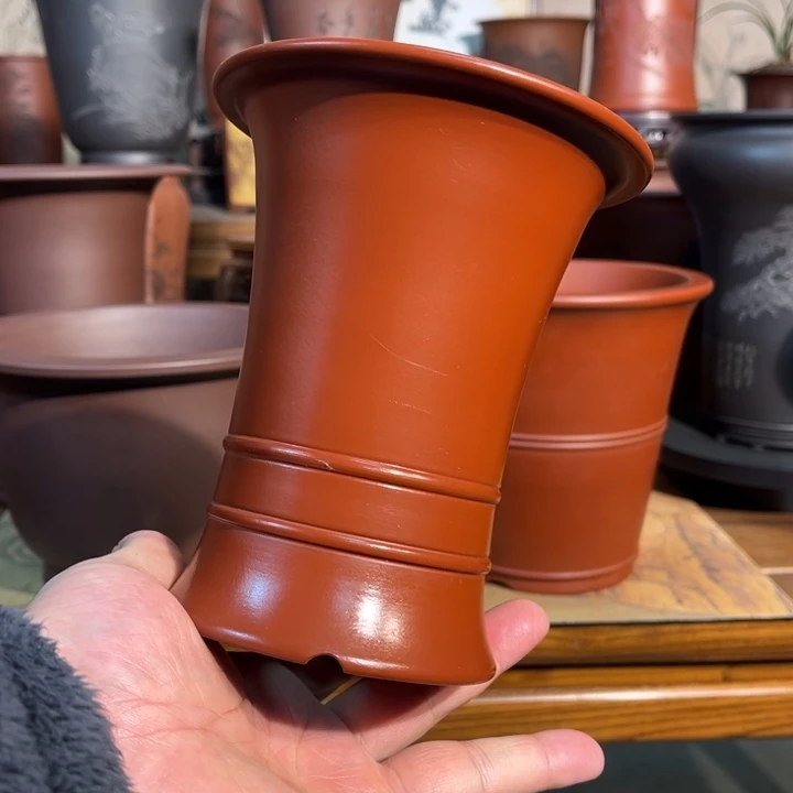 紫砂花盆大红袍全手工精品盆