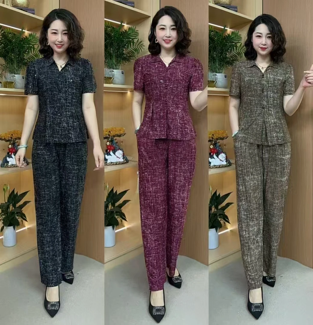 休闲风时尚套装韩版减龄网红休闲宽松显瘦夏季阔腿裤时尚短袖