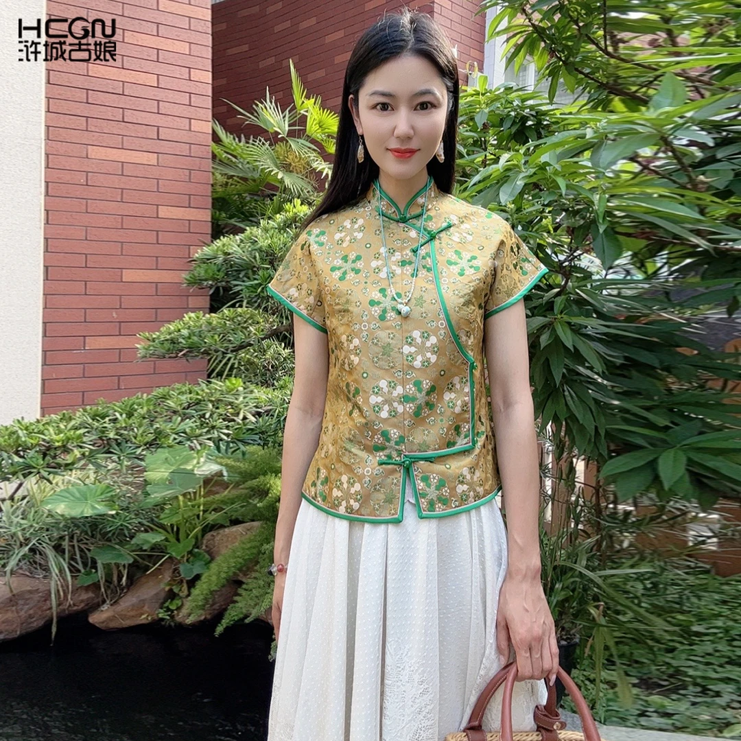 浒城古娘新中式国风复古桑蚕丝女高端气质短款外穿上衣WB2504711