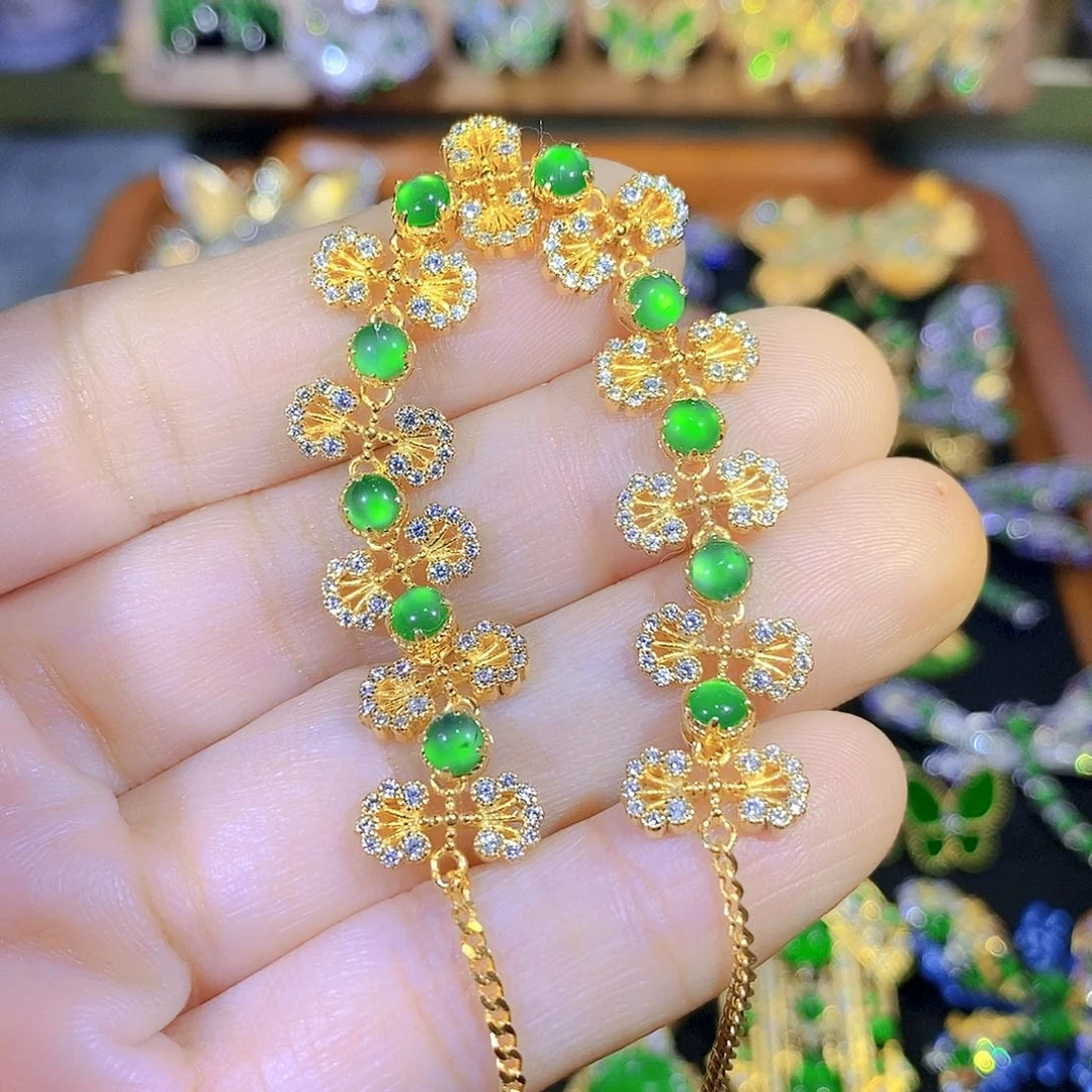 吊坠(不含链)银S925镶嵌翡翠