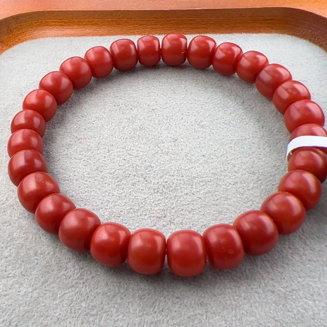 南红玛瑙（保山满肉锦红老型手串8+）未镶嵌
