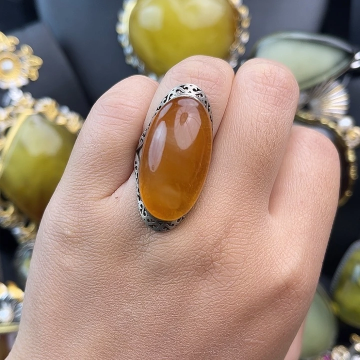 琥珀银S925镶嵌裸石