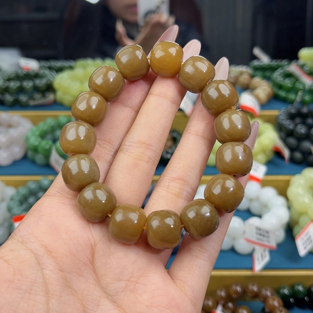和田玉未镶嵌手链天然和田玉新疆且末老红糖手串14