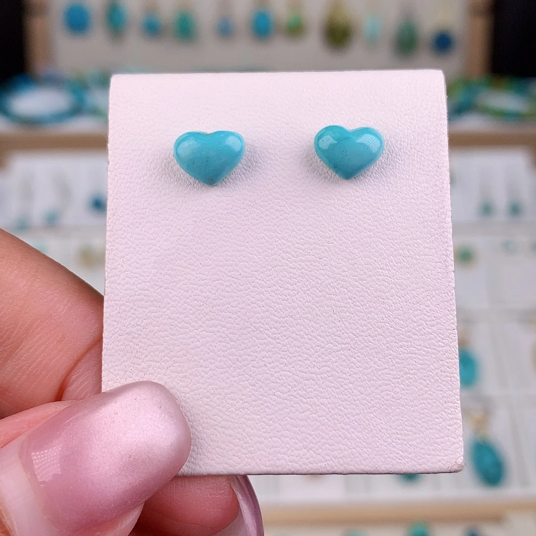 绿松石银S925镶嵌耳饰