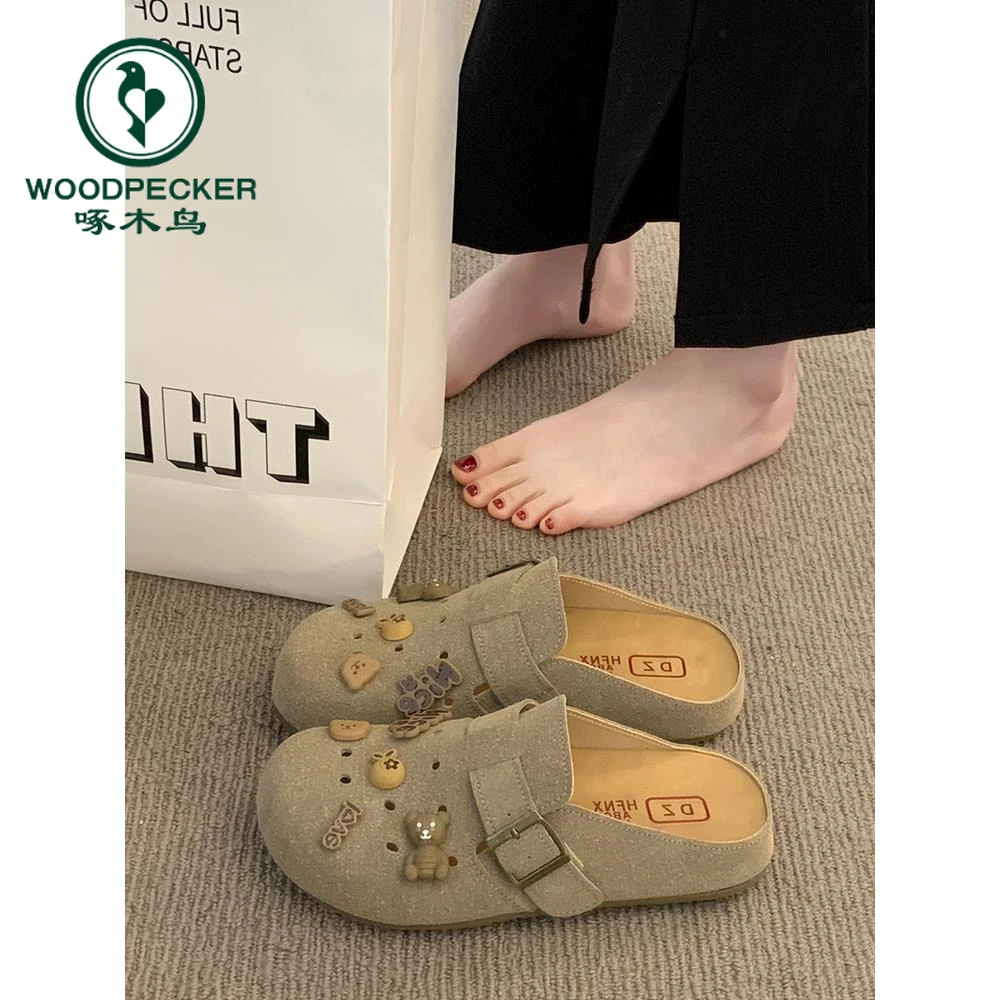 啄木鸟小众包头拖鞋女2025年新款厚底半包勃肯鞋女外穿半拖洞洞鞋