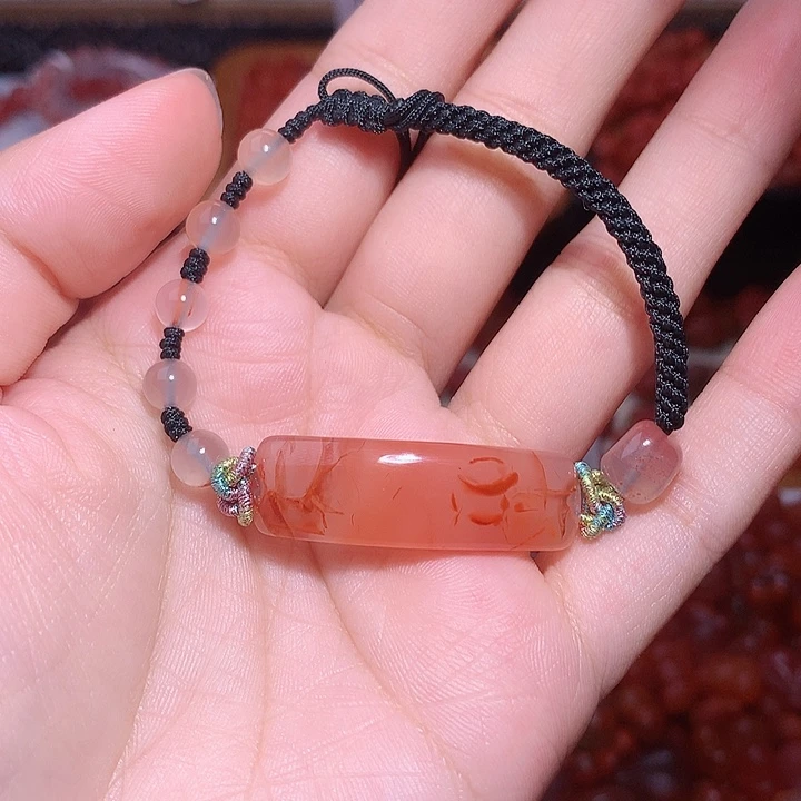 南红玛瑙未镶嵌南红飘花手牌