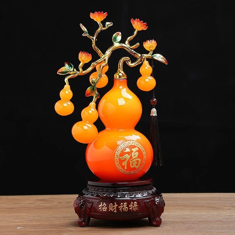 新疆西藏可发新中式纯手工葫芦招财摆件柿柿如意祝福乔迁高端装饰