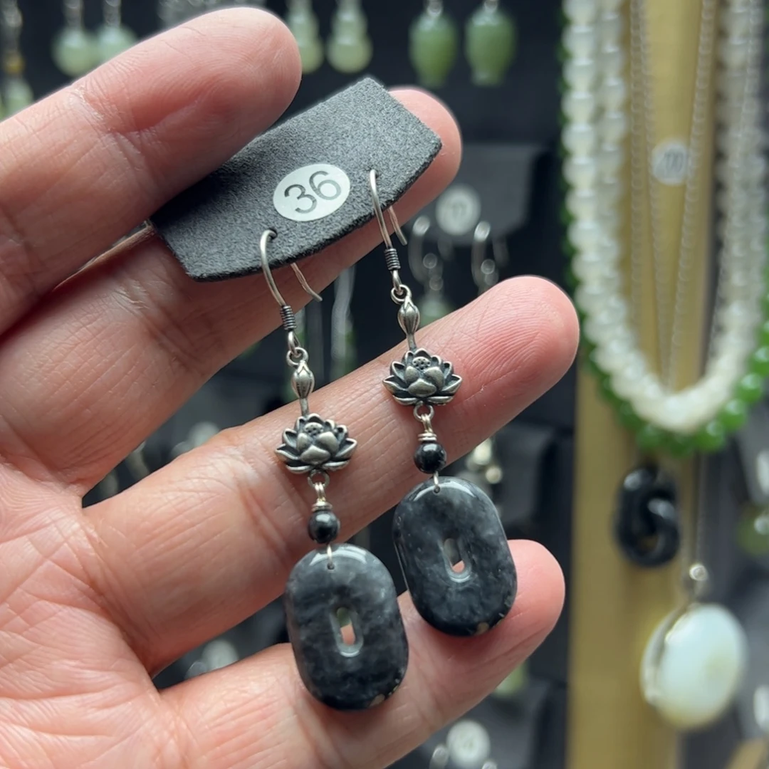 翡翠银S925镶嵌耳饰