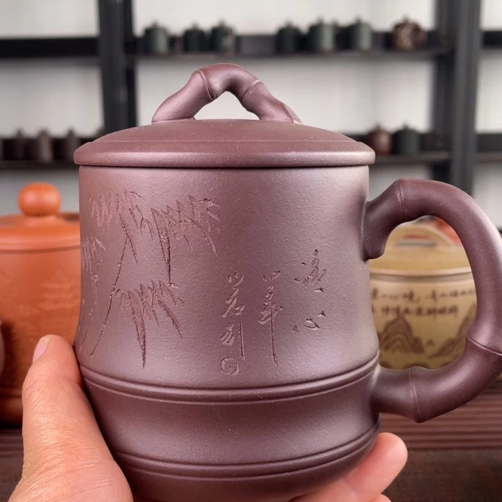 茶杯紫砂宜兴原矿紫砂盖杯微瑕