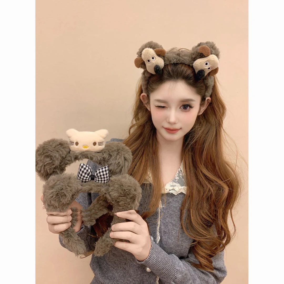 2025新款可爱掌门狗发箍毛绒彩色小狗卡通发卡甜美少女心百搭头箍