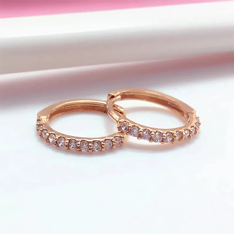 合成锆石立方氧化锆排锆耳扣时尚气质百搭14K玫瑰金耳饰