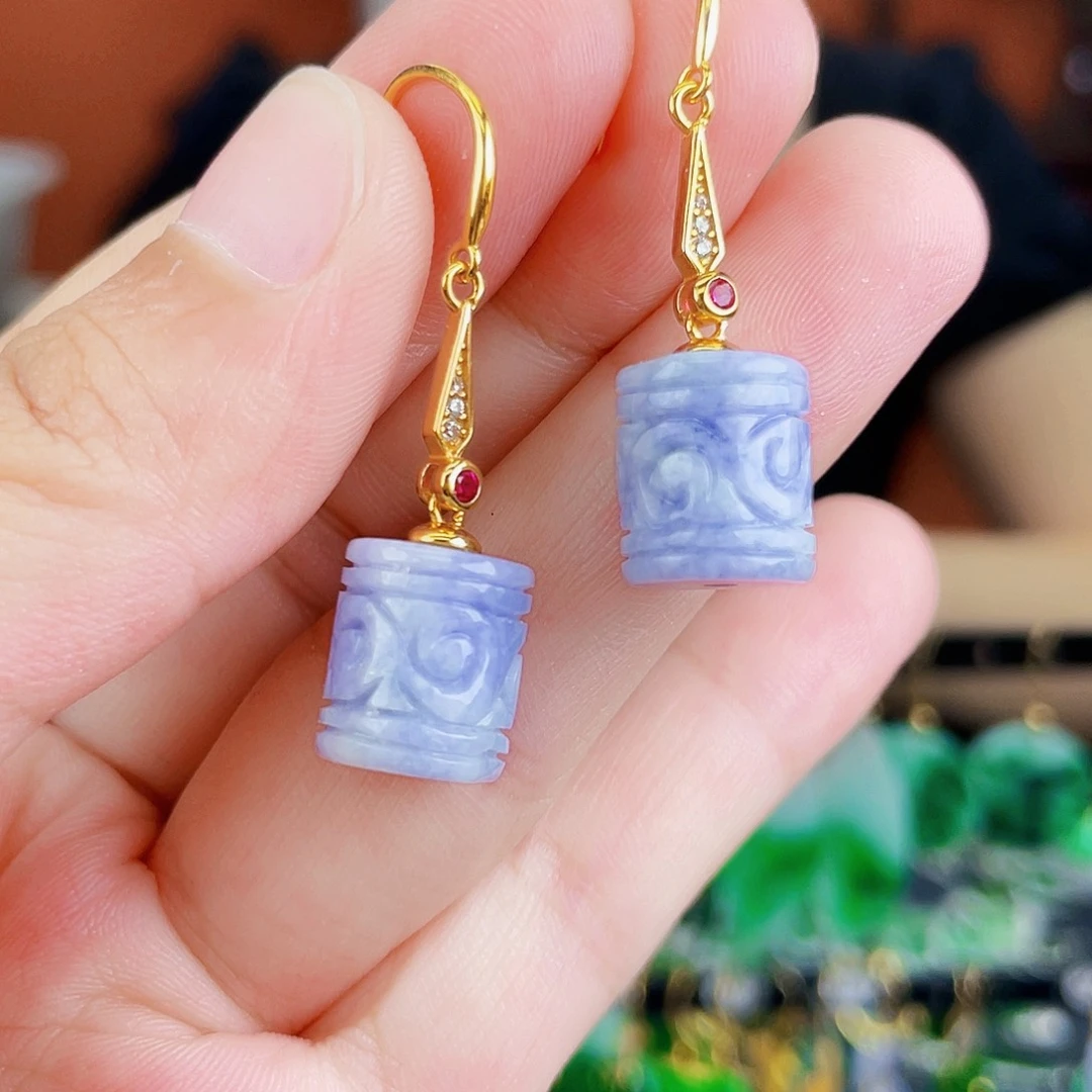 翡翠银S925镶嵌耳饰饰品