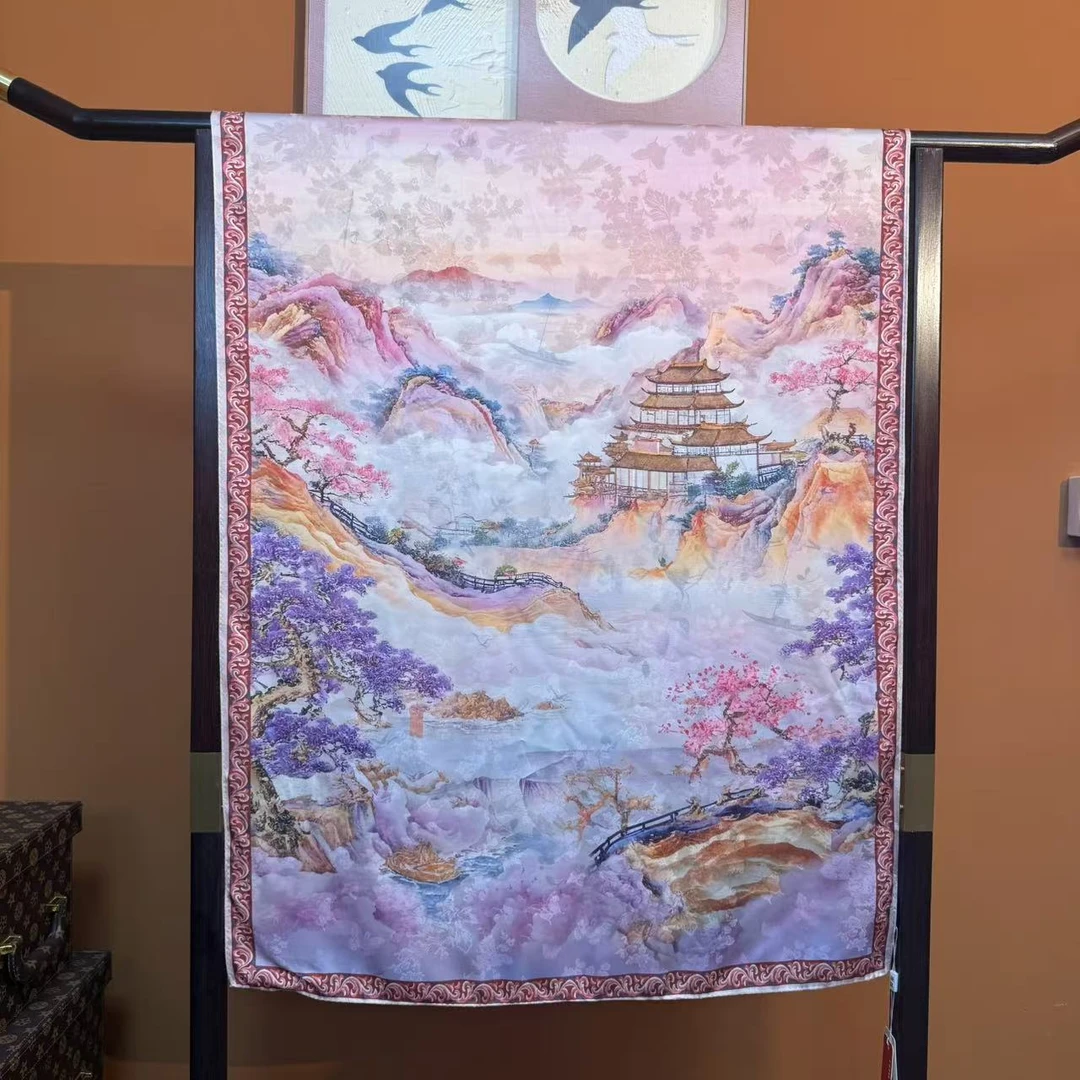 新货【粉黛琼楼】70*180重磅香云花萝高货重磅国风高端丝巾-L10