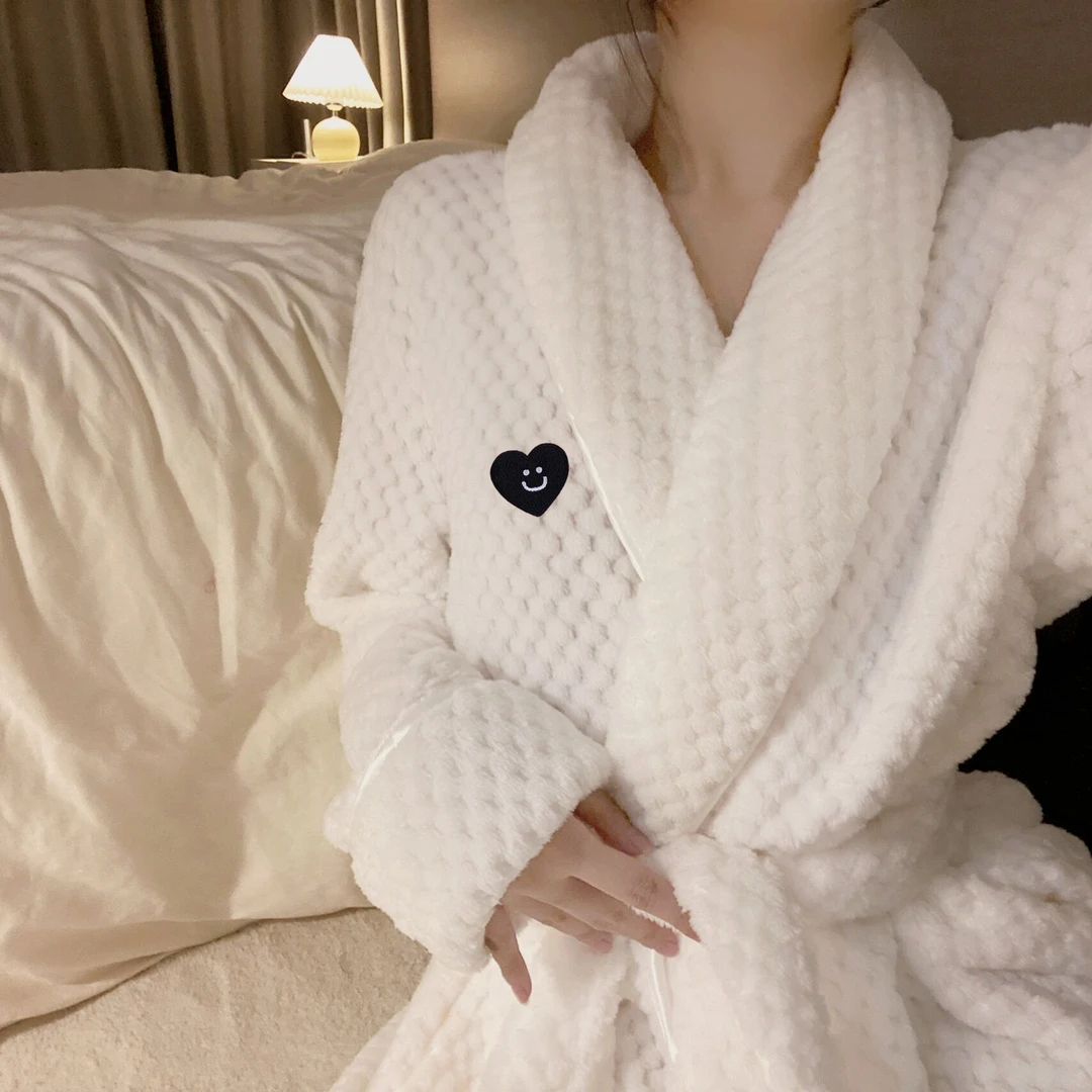 睡袍女秋冬季新款珊瑚绒加厚加绒长款睡衣冬天洗澡浴袍浴衣家居服
