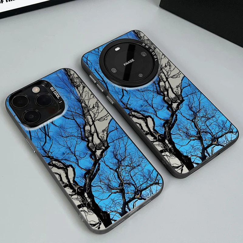 蓝天枯木树枝适用华为Mate60Pro手机壳苹果16创意P70小米15防摔壳