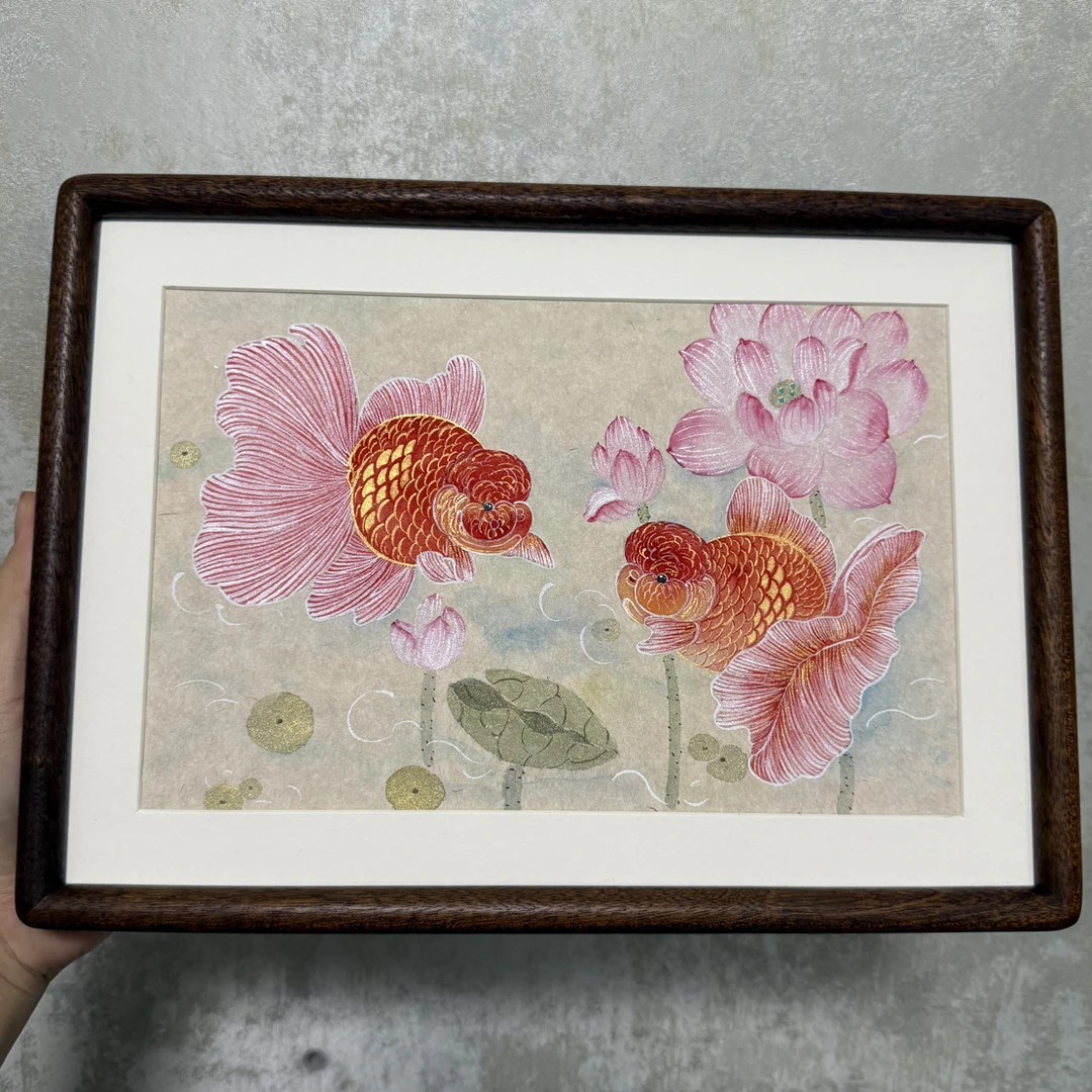 《锦鱼戏荷》21×30cm