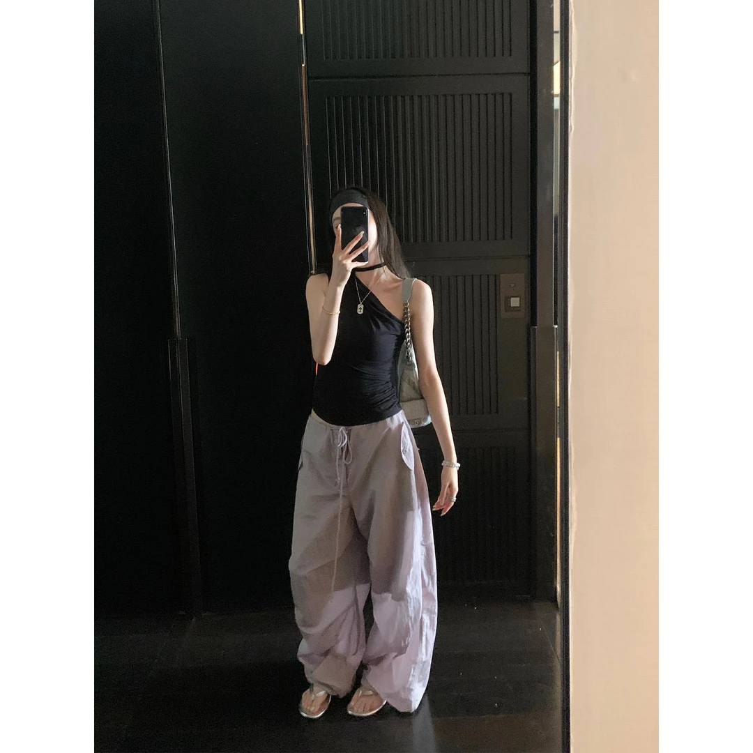 区区欧阳美式工装裤女夏季轻薄休闲裤宽松直筒阔腿裤透气防晒裤子