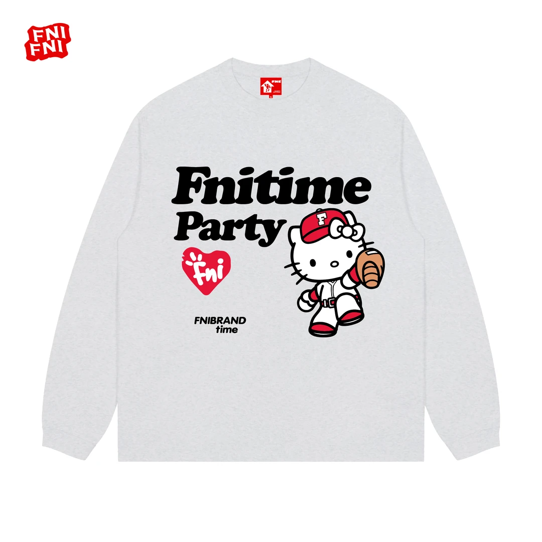 FNI红标（棒球猫）纯棉T恤男女同款美式圆领长袖上衣秋冬新款印花