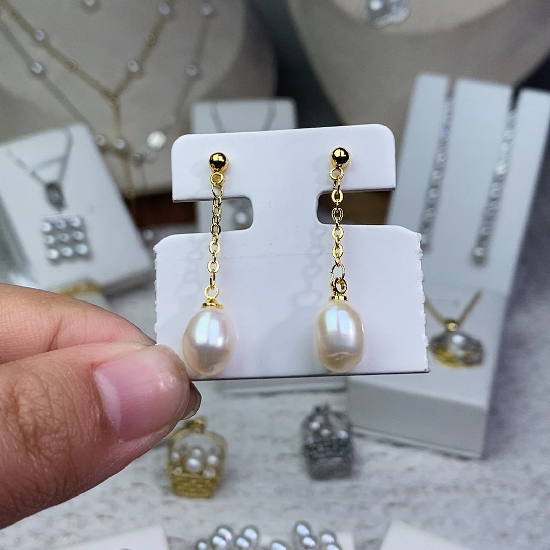 银S925镶嵌耳饰淡水珍珠